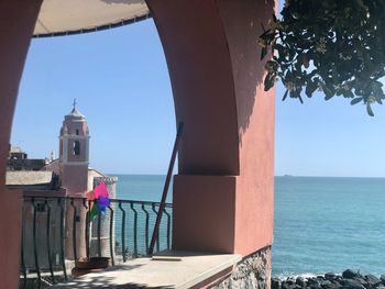 Scenic view of sea against clear sky, tellaro