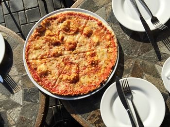 High angle view of food on table