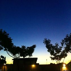 Low angle view of illuminated building against clear sky at night