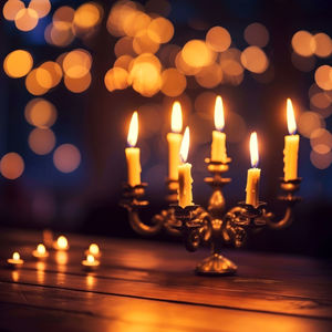 Close-up of illuminated candles on table