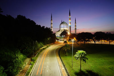 View of illuminated cathedral at night