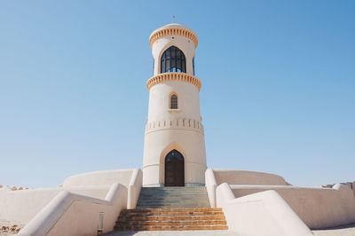 Low angle view of historical building against blue sky