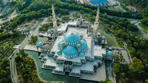 High angle view of city buildings