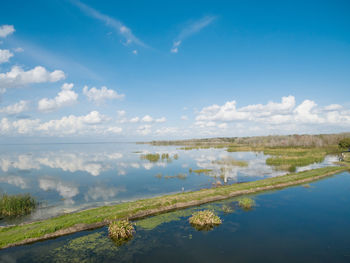 Scenic view of lake against sky