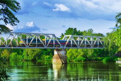 Bridge over river against sky