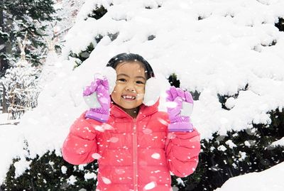 Portrait of a girl in snow