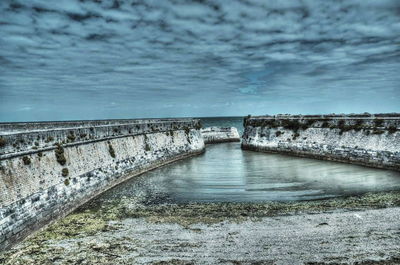 Scenic view of sea against cloudy sky