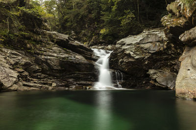 Scenic view of waterfall