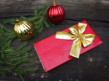 High angle view of umbrellas on table