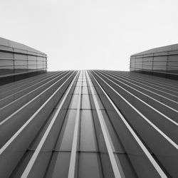 Low angle view of modern building against clear sky