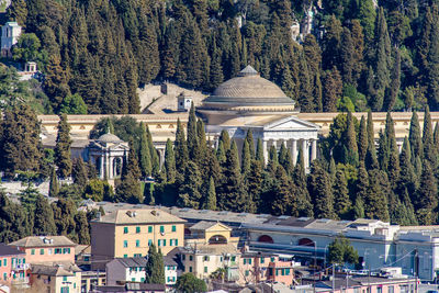 High angle view of buildings in city