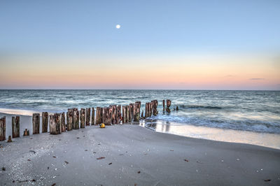 Scenic view of sea against clear sky