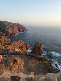 Scenic view of sea against clear sky