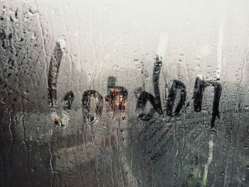 Full frame shot of wet glass window