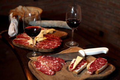 Close-up of food on table