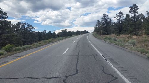 Surface level of road against sky