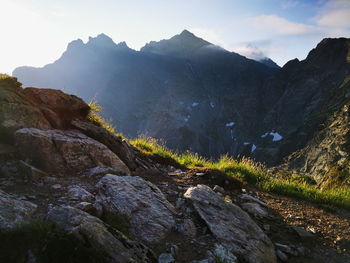 Scenic view of mountains against sky