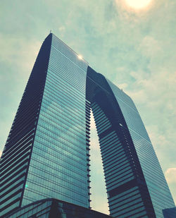 Low angle view of modern building against sky