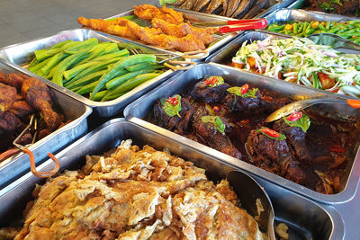 High angle view of food on table