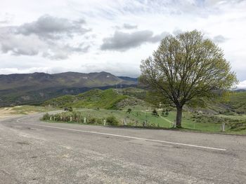 Road by trees against sky