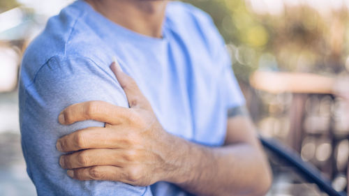 Close-up of man hand on blurred motion