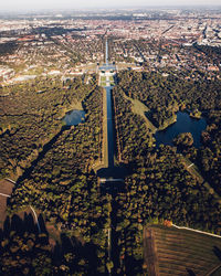 High angle view of buildings in city