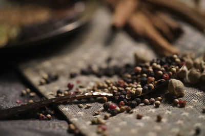 High angle view of berries on table