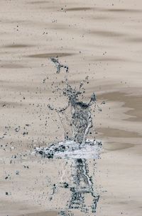 High angle view of splashing water on wood
