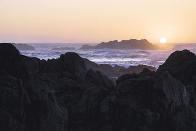 Scenic view of sea against sky during sunset