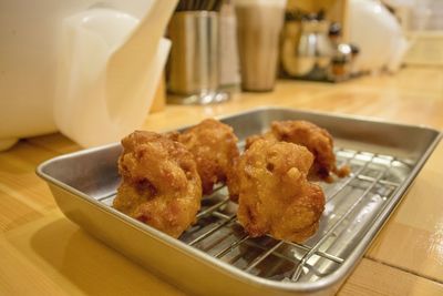 Close-up of burger in plate on table