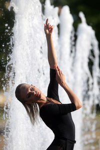 Woman standing in water