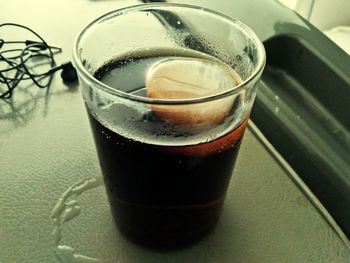 High angle view of coffee on table