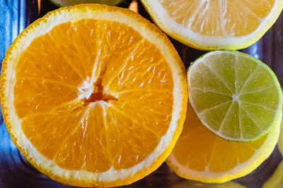 High angle view of oranges on table