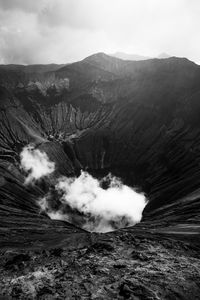 Scenic view of volcanic landscape against sky