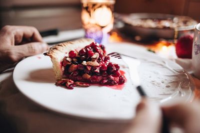 Close-up of dessert in plate on table