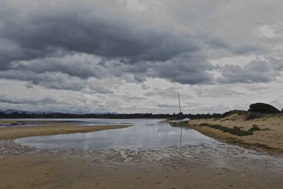 Scenic view of beach against sky