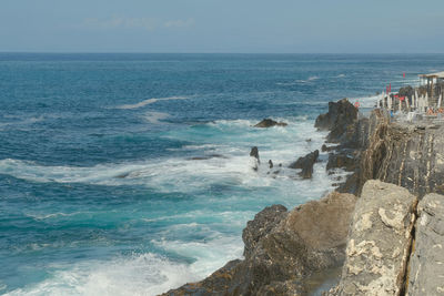 Ligurian sea in nervi, genoa, liguria, italy.