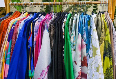 Clothes hanging on rack