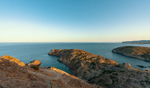 Scenic view of sea against clear sky