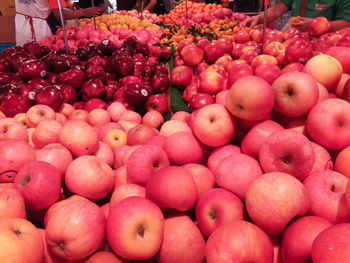 Full frame shot of apples at market stall