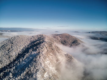 Scenic view of snow covered landscape against sky