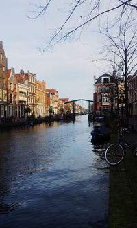 View of canal in city