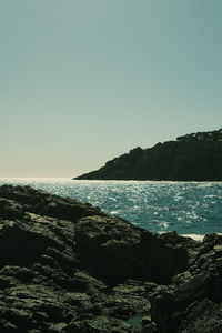 Scenic view of sea against clear sky