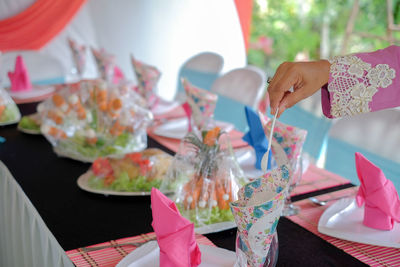 Close-up of ice cream on table