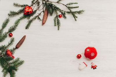 Close-up of christmas decorations on table