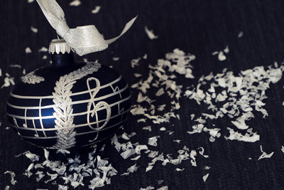 Close-up of christmas decoration on table