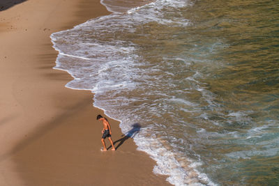 High angle view of people on beach