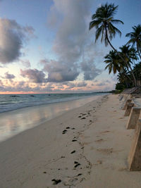 Scenic view of sea against sky at sunset