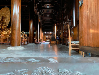 Illuminated corridor of building