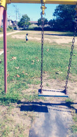 View of swing in park